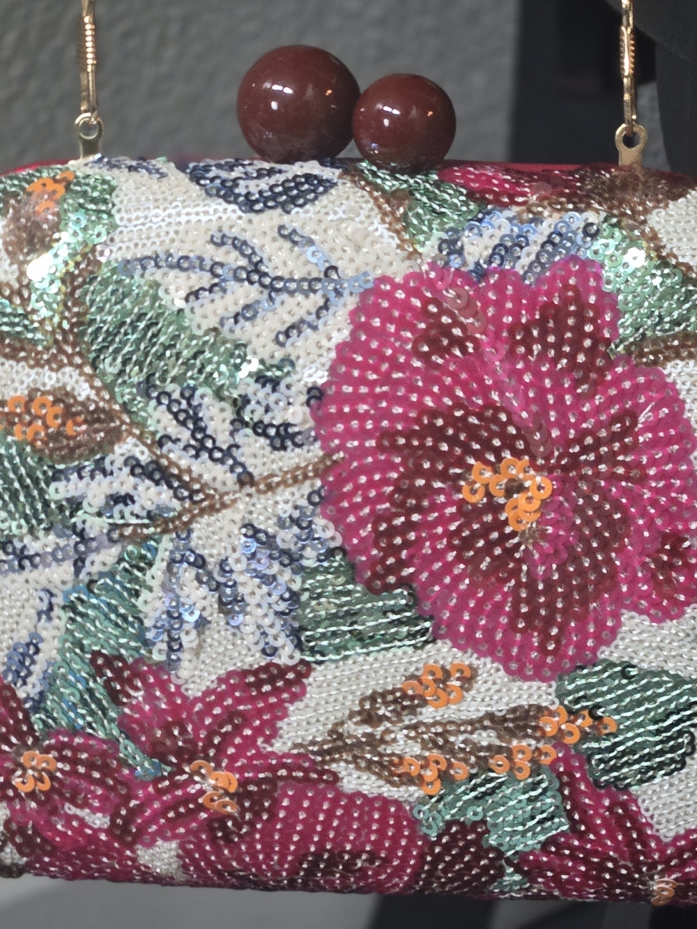 Beaded Floral Evening Clutch - Pink Multicolor